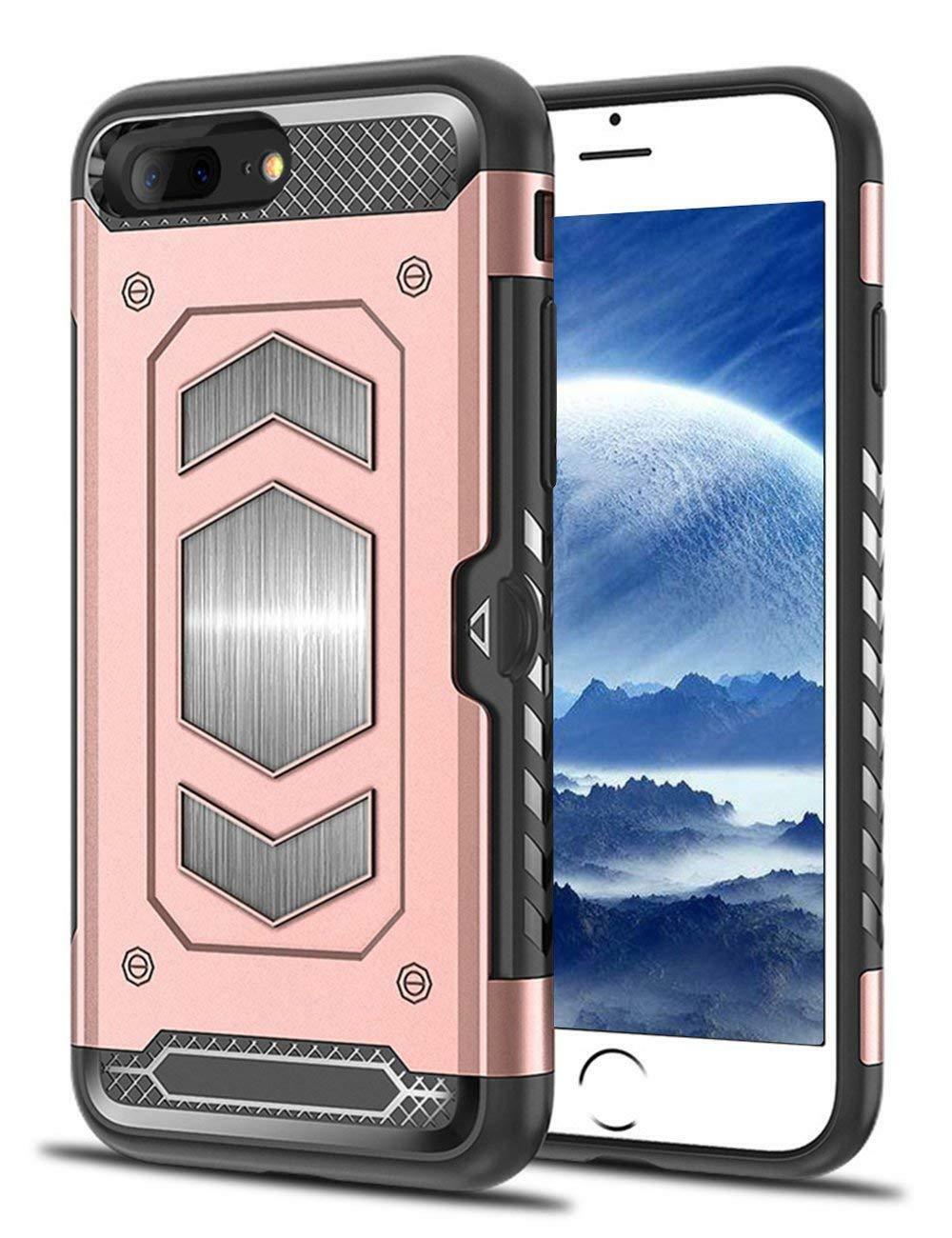 Protectores para celular  para Apple  iPhone 7 Plus / 8 Plus Funda reforzada con porta tarjeta Rosa
